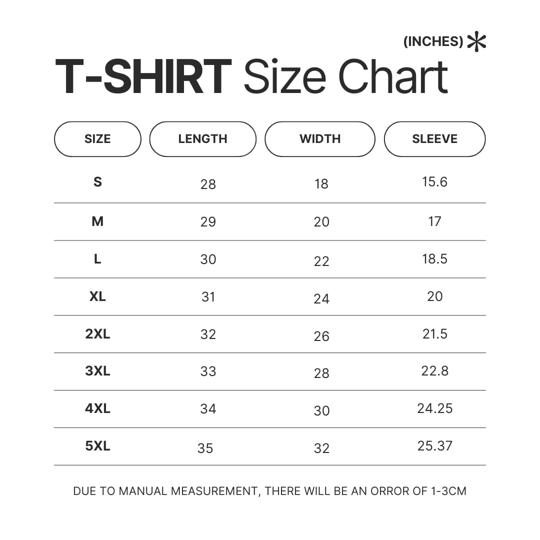 T shirt Size Chart - Kuroko no Basket Store