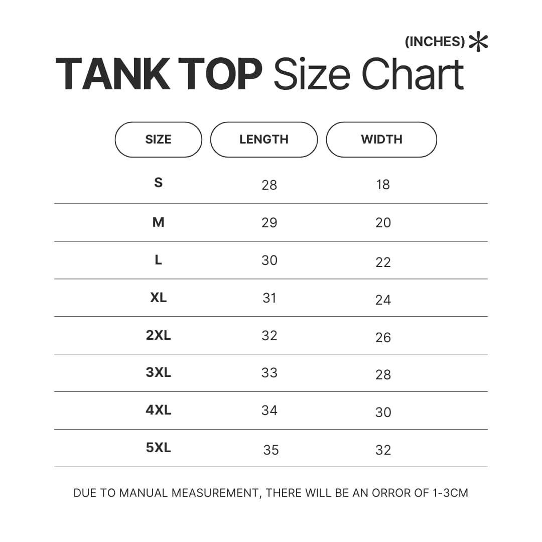Tank Top Size Chart - Kuroko no Basket Store