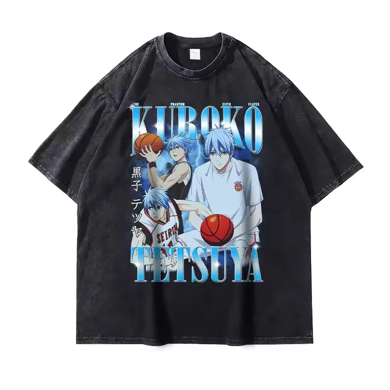 Kagami Taiga Blue Design Kuroko No Basket Mineral Wash T-shirt