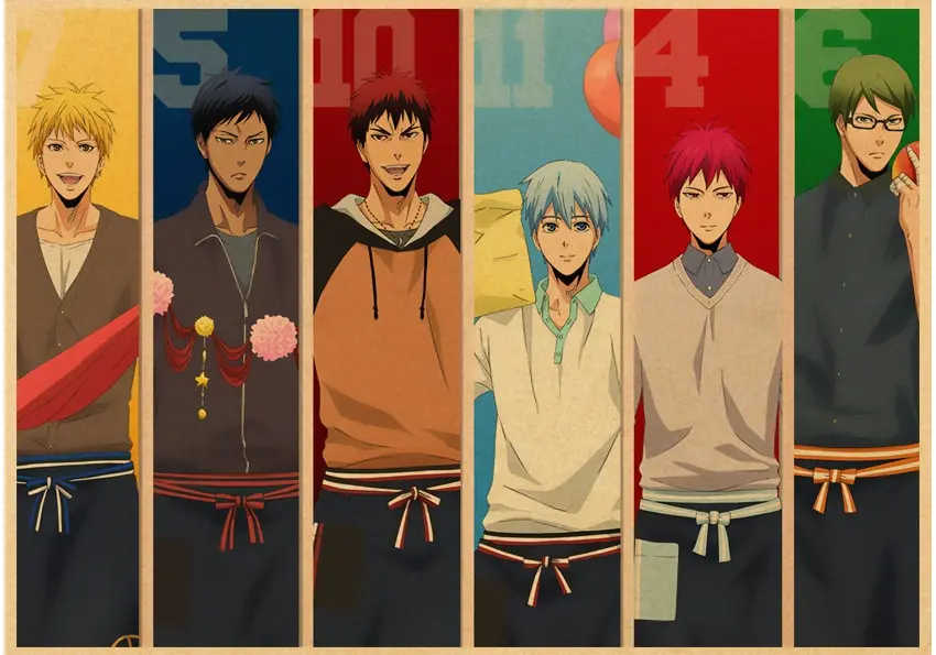 5 Characters Anime Kuroko No Basket Poster